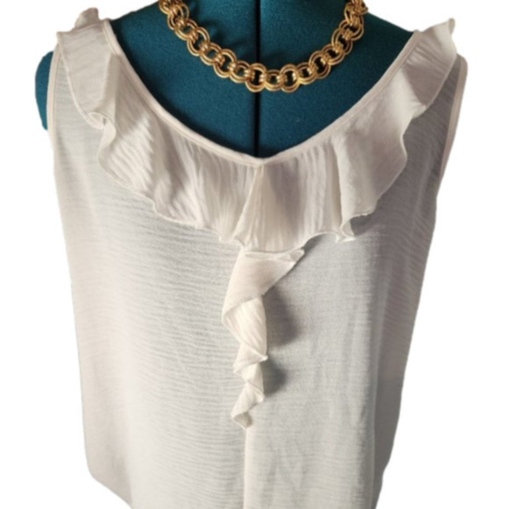 251. Spense Ivory Sleeveless Blouse with ruffle L